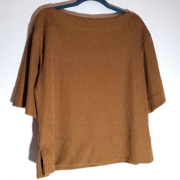 Prologue Caramel Stripe Textured Blouse M - Picture 2 of 6